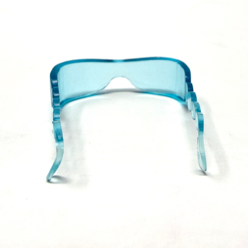 Barbie My Scene Blue Translucent Shield Sunglasses Y2K Futuristic Wavy Scallop - Picture 4 of 5